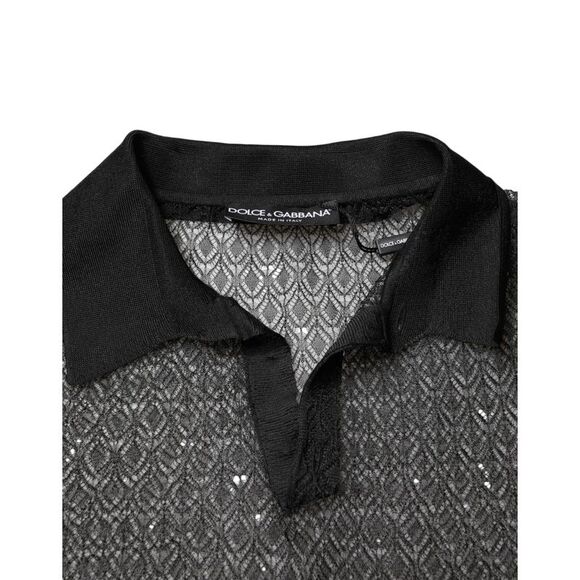 Dolce & Gabbana Black Sheer Short Sleeves Casual PoloMen's Top